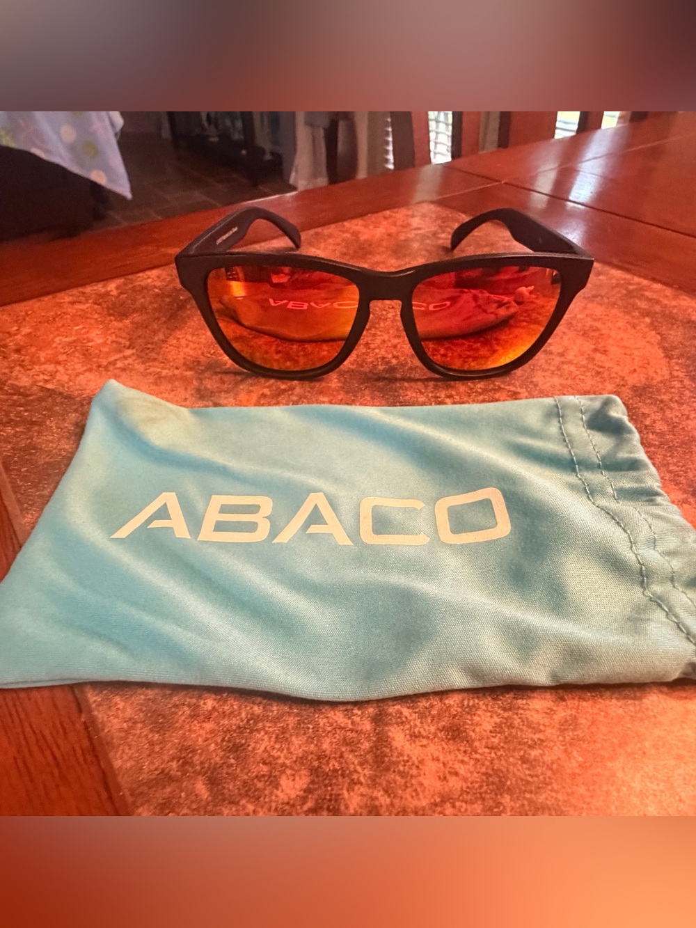 ABACO Black Frame Sunglasses with Case Mirror Lenses